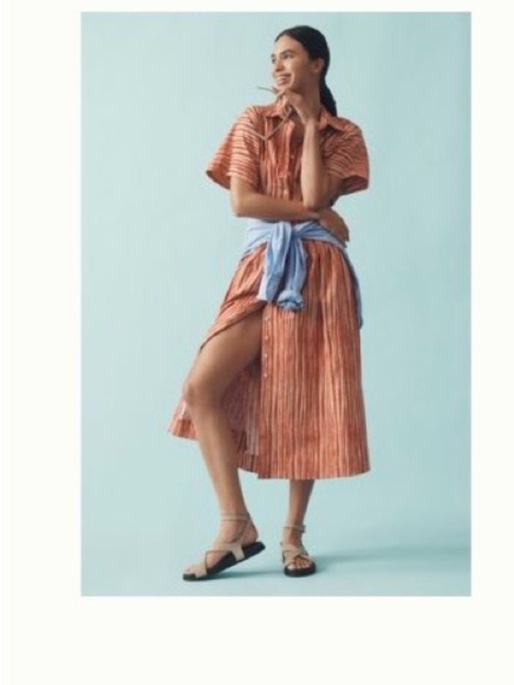 The Tobie Button-Front Pleated Shirt Dress by Exquise